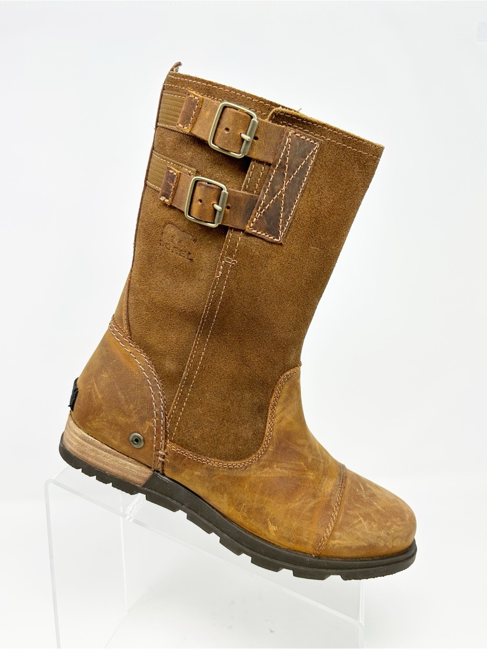 SOREL Major Pull On Mid-Calf Boots Womens Brown Double Buckle Riding Boot Size 7